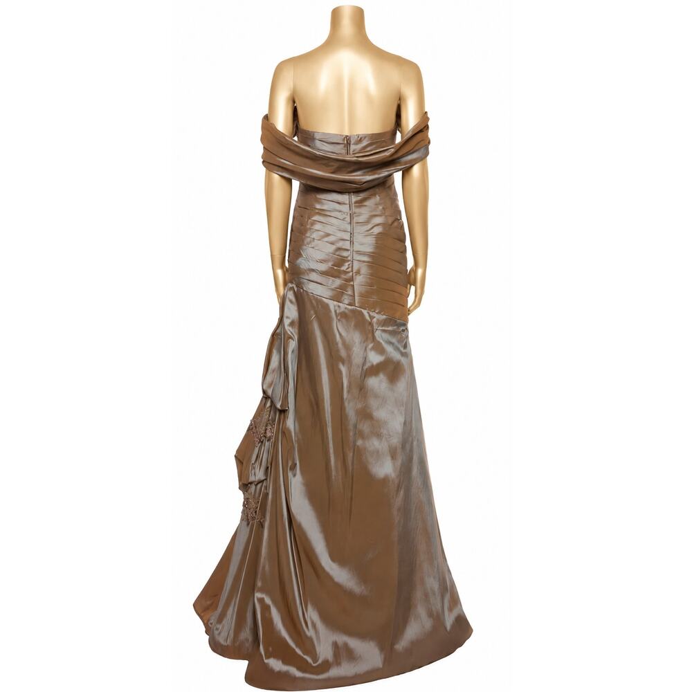 NEW JOVANI Formal Dress 10 Ballgown Bronze Beaded Taffeta Optional Wrap MotherOf - Picture 3 of 16